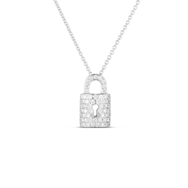 Roberto Coin “Tiny Treasures” 0.30 carats Diamond Lock Charm Pendant in White Gold