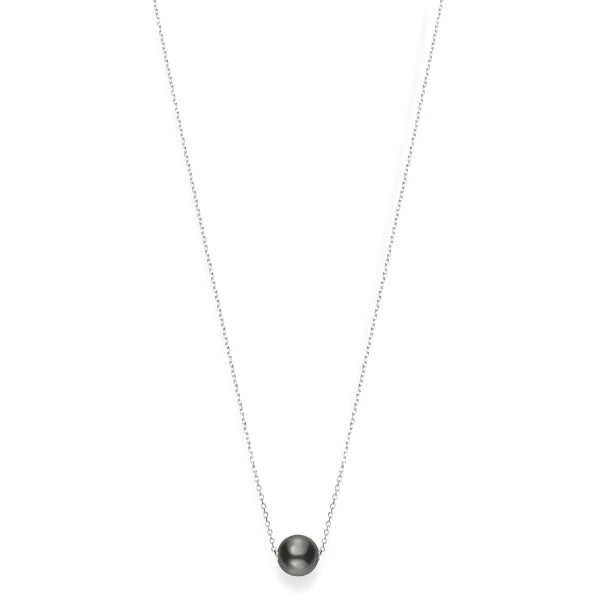 Mikimoto Black South Sea White Gold Single Pearl Pendant Necklace 10mm